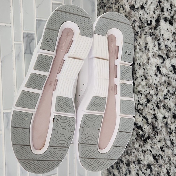 On Running Women's Sneakers - White and Gray with Pink Accents - Picture 6 of 6